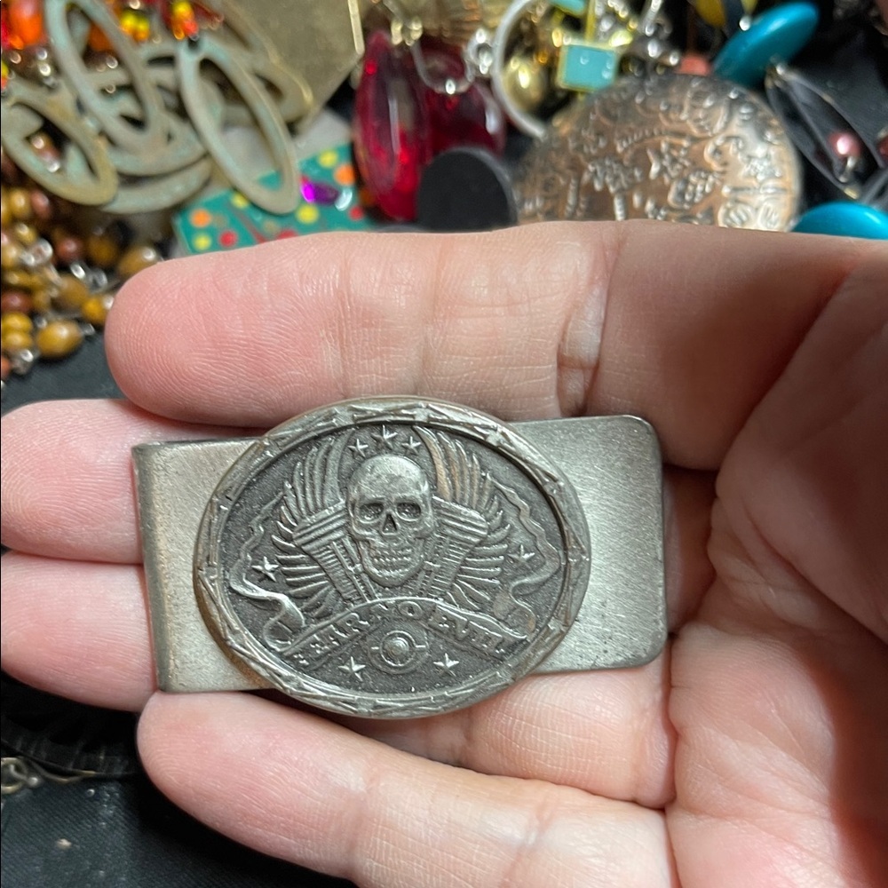 Novelty Fear No Evil Silver Tone Skull Money Clip. P
